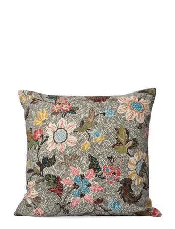 C/C 50X50 Grey Flower Linen Home Textiles Cushions & Blankets Cushion Covers Monivärinen/Kuvioitu Ceannis