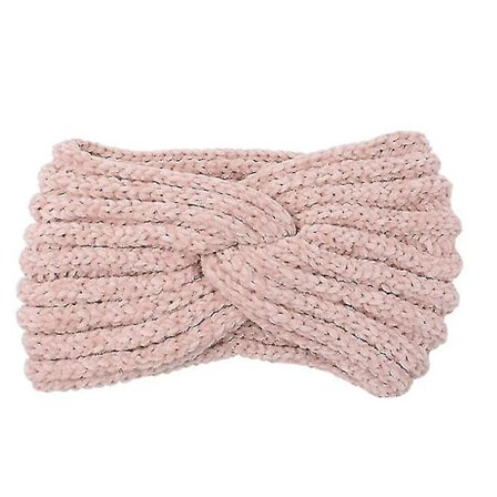 2-delt Strikket Bandana Kvinder Bandana Hæklet Pandebånd Vinter Varmt Fluffy Stræk Ørevarmere Twist Pakke Piger Kryds Pandebånd 2stk-pink