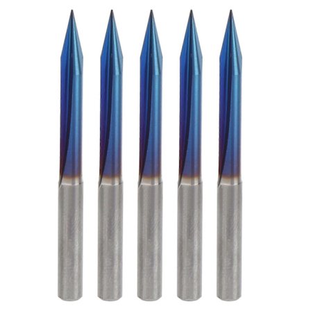 5 stk. 2 spor rette spor V-bits graveringsverktøy blå 4 mm skaftkutter 4 x 0,3 x 30 mm UV