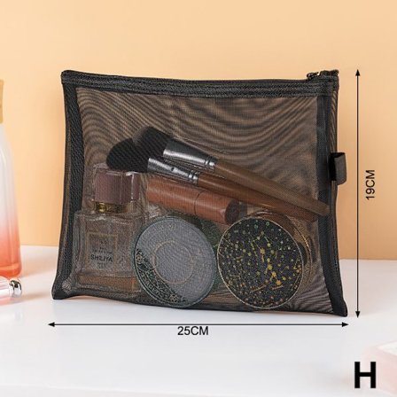 Mesh Makeup Tasker Sort og Hjerte Kosmetisk Taske Bærbar lynlås