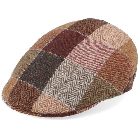 MJM Hats - Brown flatcap Czapka Z Daszkiem - Country Virgin Wool Brown Check Flat Cap @ Hatstore