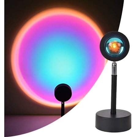 Solnedgangslampe, solnedgangsprojektionslampe, regnbuelampe, projektorlampelys, projektorlys 180° rotation Romantisk visuel stemningslampebelysning 