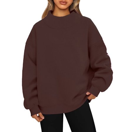 Oversized sweatshirts til damer, turtleneck pullover, langærmede hættetrøjer, efterårsmode outfits