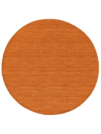 Dywan Wełniany Jednobarwny Handloom Flat Pomarańczowy Okrągły