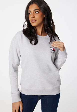 TOMMY JEANS BXY Graphic Flag Crew Silver Grey Htr Klær