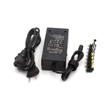 96W Strømadapter Multifunktionel Laptoplader Justerbar Volt Strømforsyningsadapter, Sort