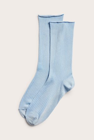 Kappahl | Prążkowane połyskujące skarpetki Jasnoniebieski 40/42 | Jasnoniebieski