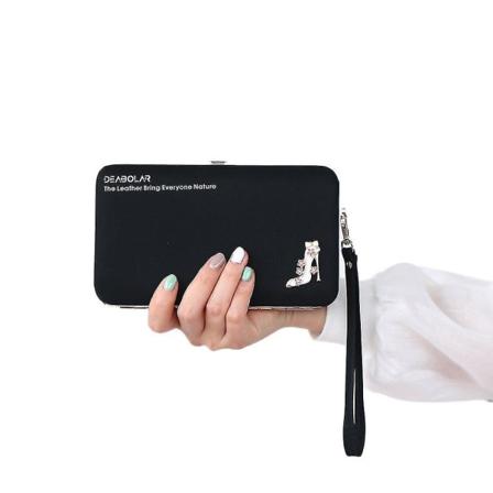 Koreansk stil Pu-läder lång plånbok Kvinnor Kontant handtelefon handväska Korthållare