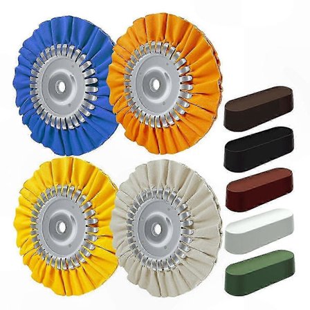 9-delt poleringssæt til metal, 8" polerskive med 5/8" arborhul til overfladebehandling af aluminium