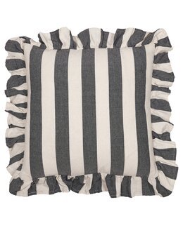 Kuddfodral Amalia randigt med volang 1-pack Svart - Fondaco