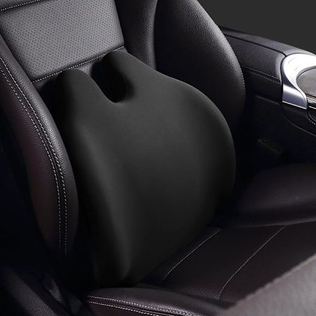 Ländryggsstödskudde i Memory Foam - Ergonomisk Ryggkudde för Bil och Kontorsstol, Andningsbart Spandexöverdrag.