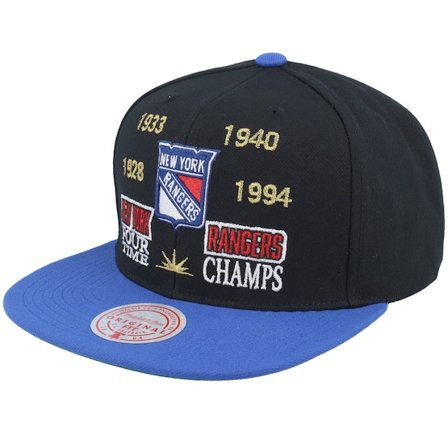 Mitchell & Ness - NHL Svart snapback Keps - New York Rangers Champ Is Here Vintage Black/Blue Snapback @ Hatstore