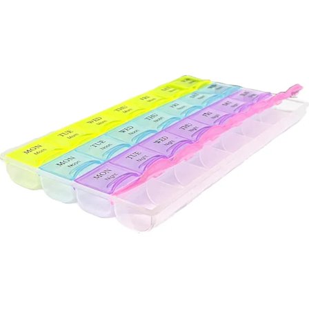 REQUISITE NEEDS Ugentlig Dosett 7 Dage 28 Rum Pilleorganisator med Etiketter til Medicin Kosttilskud, Vitaminer
