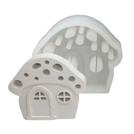 Svamp Hus Lysestage Silikoneform 3D Huse Lav Selv Forsyninger Gips