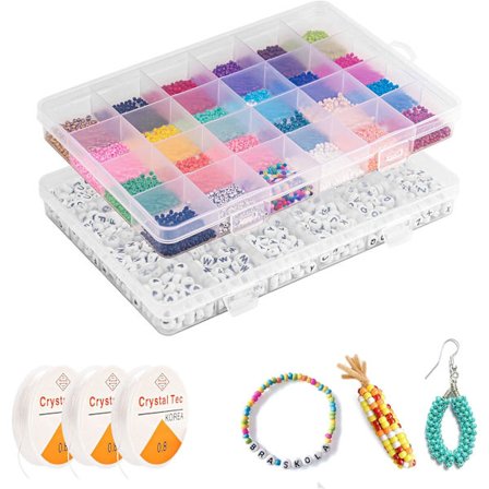 Mordely Pony Beads Kit 5040st, Bead Kit Små pärlor 3 rullar Elastiskt snöre