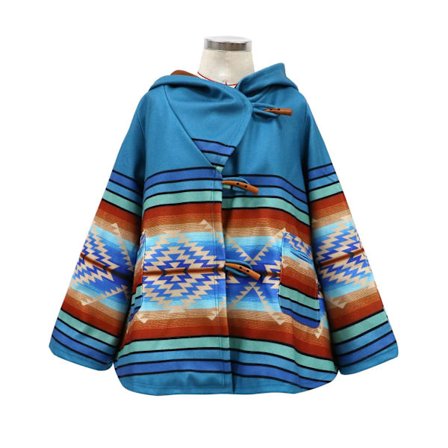 Kvinder Langærmet Hooded Overcoat Farvet Udskrivning Løs Frakke Wrap