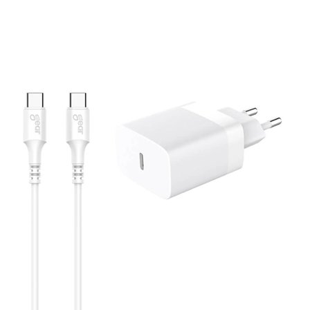 Gear Snabbladdare 220V 1xUSB-C PD/PPS 30W + Kabel USB-C - Vit