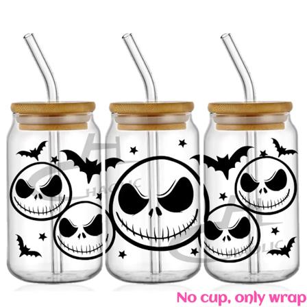 Jack And Sally Uv Dtf Cup Wrap Til 16Oz Libbey Glas Sticker Kan Tumbler Transfer Til Cup Wraps Libbey FJ9 16OZ