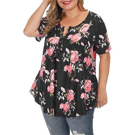 Sommar T-shirt Dam 5xl Stor Storlek Lös Casual Kortärmad L