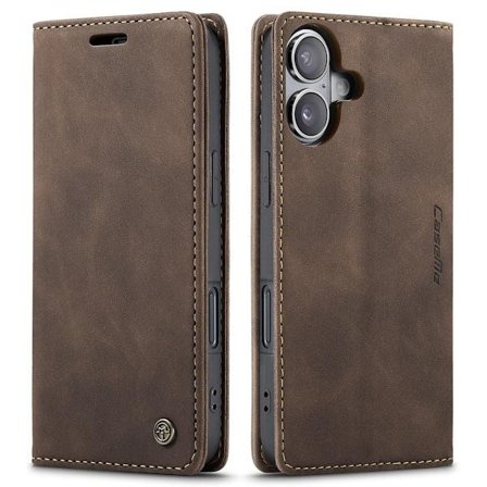 (For iPhone 17 Pro max) Luksuriøst retro semsket skinn og lær lommebokdeksel med stativ og kortlommer