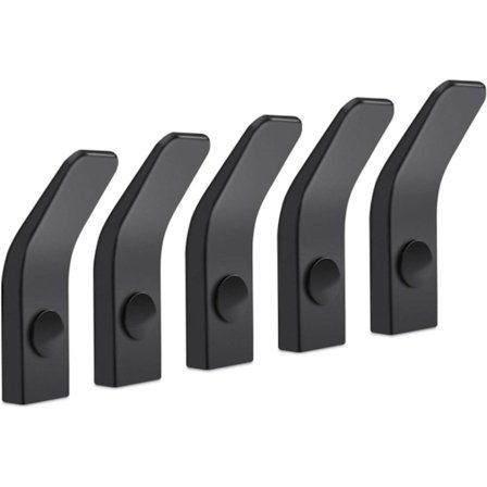 Veggkrok Aluminium Krok Svart Håndklekrok Kleskrok Rustfri Krok kompatibel Baderom Toalett Håndklestativ Kjøkken Kontor Garasje, 5 Stykker