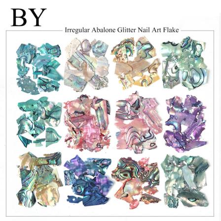 Kynsikoristeet Nail Art Shell paljeteille Värikäs ohut, epäsäännöllinen abalone Broken Patch White 12-grid boxed-