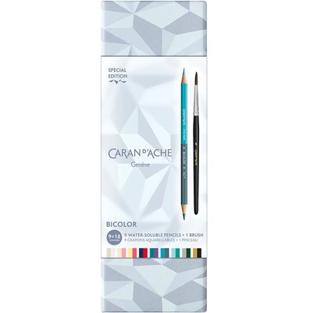 Caran d'Ache Bicolor Alpine Frost 9‐sæt + pensel