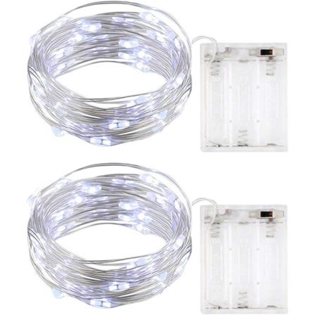 5m 50-LED Sateenvalot - [2-pakkauksessa] (Kylmä Valkoinen), InteTech Vedenkestävä