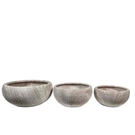 Keraaminen ruukkusetti, 3 kpl, beige-valkoinen, 43x43x18 cm