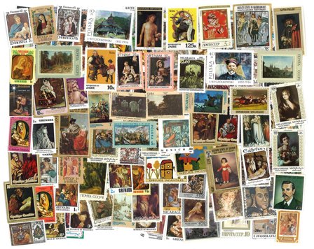 Malerier - 200 forskellige frimærker - Postfrisk