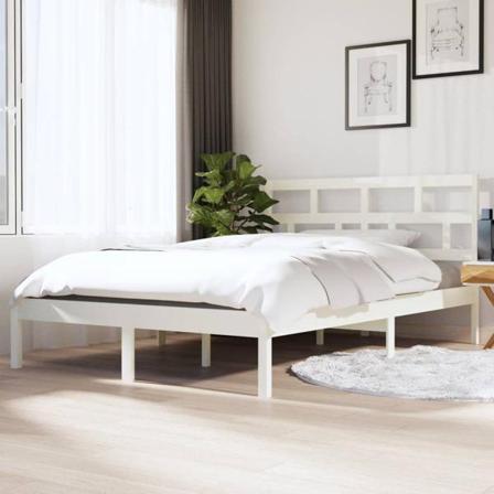 Vidaxl Sängram Vit Massiv Furu 140x190 Cm Vit