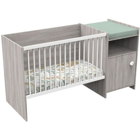 Kombinerad babysäng - 120x60cm - Kan konverteras till 90x190cm - Babyprice Up - Ek - Med 1-dörrars byta byrå
