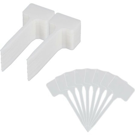 Kasvikyltit 100 kpl setti, merkintään, kasvimaalle & taimikasvatukseen, KxL 14,5x5,5 cm, muoviset kasvitikut, valkoinen