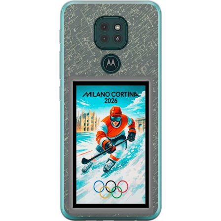 Kompatibel Mobilcover til Motorola Moto G9 Play Curling illustration med spillere og sten på isen, Milano Cortina 2026, snedækkede stænk og olympis