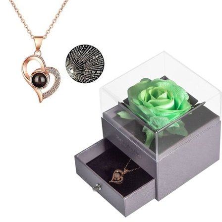 Bevarad äkta ros med I Love You-halsband på 100 språk