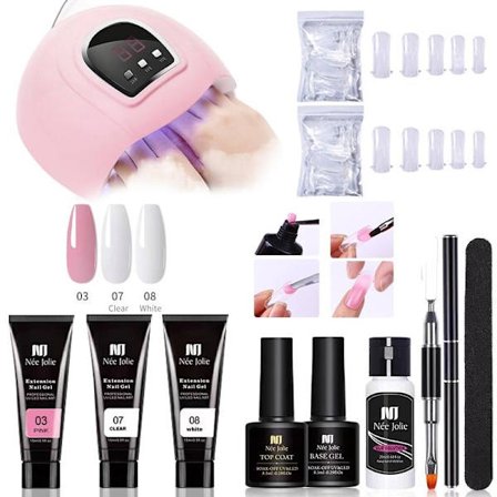 Poly Builder Gel Kit med UV-lampe til Negle / Polygel Nail Art