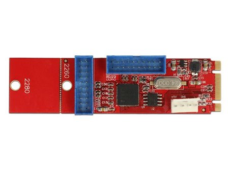 Delock Converter M.2 Key B+M male > 2 x USB 3.0 Pin Header - USB-adapter - M.2 Card - USB 3.0 (intern) x 2
