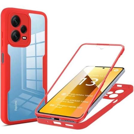 Etui til Xiaomi Redmi Note 13 5G (ikke til 4G), fuld beskyttelse foran og bagpå dobbeltsidet rød