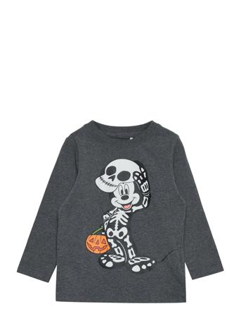 Nmmozy Mickey Ls Top Wdi Langærmet T-shirt Grå Name It