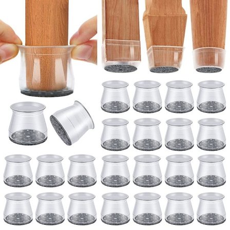 24 stk. silikone stolbenbeskyttere til trægulve, bordfodbetræk, skammelbenbeskyttelseshætter, møbelkop med filtpude silikone møbler Le