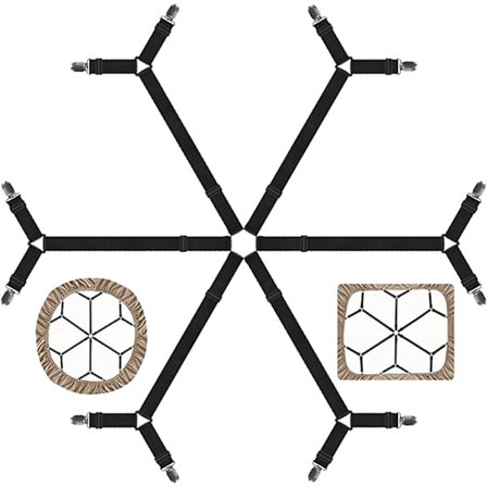 Lakanfästen Hållare - Justerbara Elastiska Lakanhållare Remmar för Full, Queen, King Twin Bed, 6 Vägs Kors Lakan Klämmor Hängslen Band, Passar Runda 