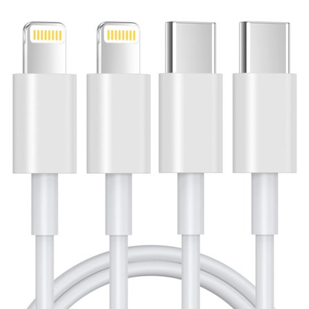 (Vit) USB-C Lightning-kabel 1 m 2-pack, MFi-certifierad, iPhone-laddningskabel USB C Kompatibel med iPhone 14/13/13 Pro/12/12 Pro Max/11 Pr
