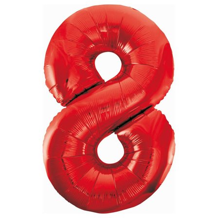 Sifferballong Röd 85cm "0-9" Siffra 8 - Partyninja.se