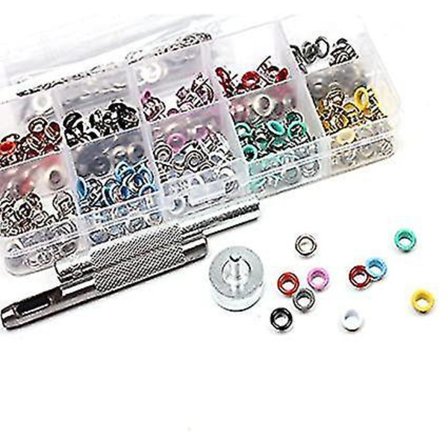 300 stk. 3/16 tommer 10 farver DIY Grometsæt Metal Øjer