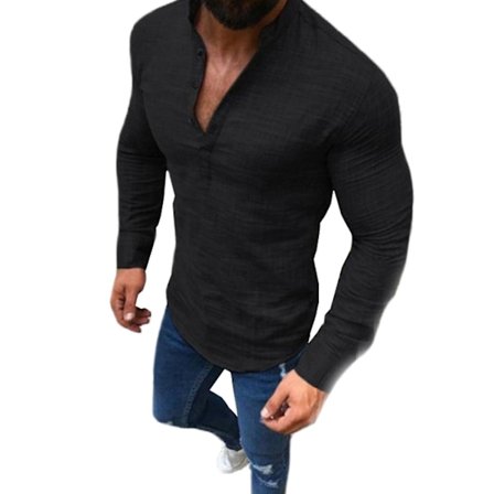 Herrar Toppar V-ringad Tröja Långärmad Henley Tröja