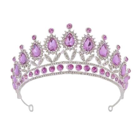 Lilla Rhinestone Stone Krone Pandebånd Prinsesse Brude Hår Bøjle Glitrende Hovedbeklædning Hårtilbehør Silver