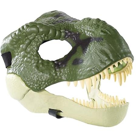 Dinosaurmaske med åpningsbar kjeve, øye- og neseåpninger og sikker stropp