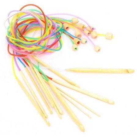 Karbonisert Bambus Tunisisk Heklenål Sirkulær Strikkepinn med Perle for Teppe Rug Teppe