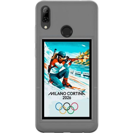 Kompatibelt Mobildeksel til Huawei P smart 2019 Retroplakat Cortina Milano 2026 med fjell, vintersportsutøvere, italienske trikolor, Milano-katedralen
