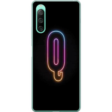 Kompatibelt Mobilskal till Sony Sony Xperia 10 IV Minimalistisk neonbokstav Q i lysande färger mot mörk bakgrund